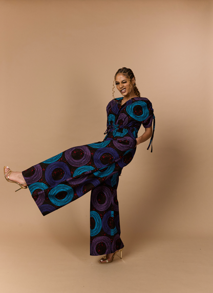 The Amara Ruffle Ankara Jumpsuit