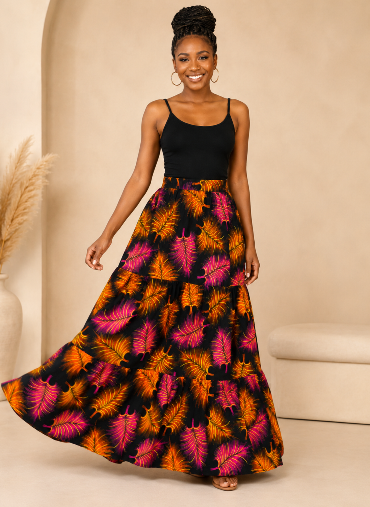 Itua African Print Tiered Skirt