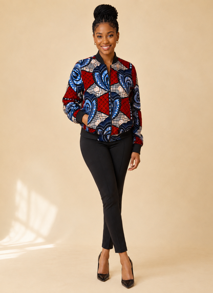 Ngozi African Print Bomber Jacket