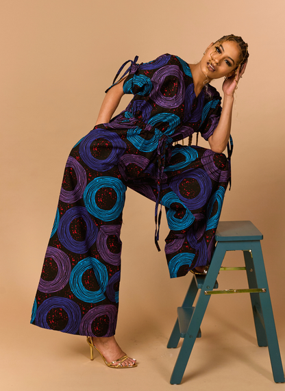 The Amara Ruffle Ankara Jumpsuit