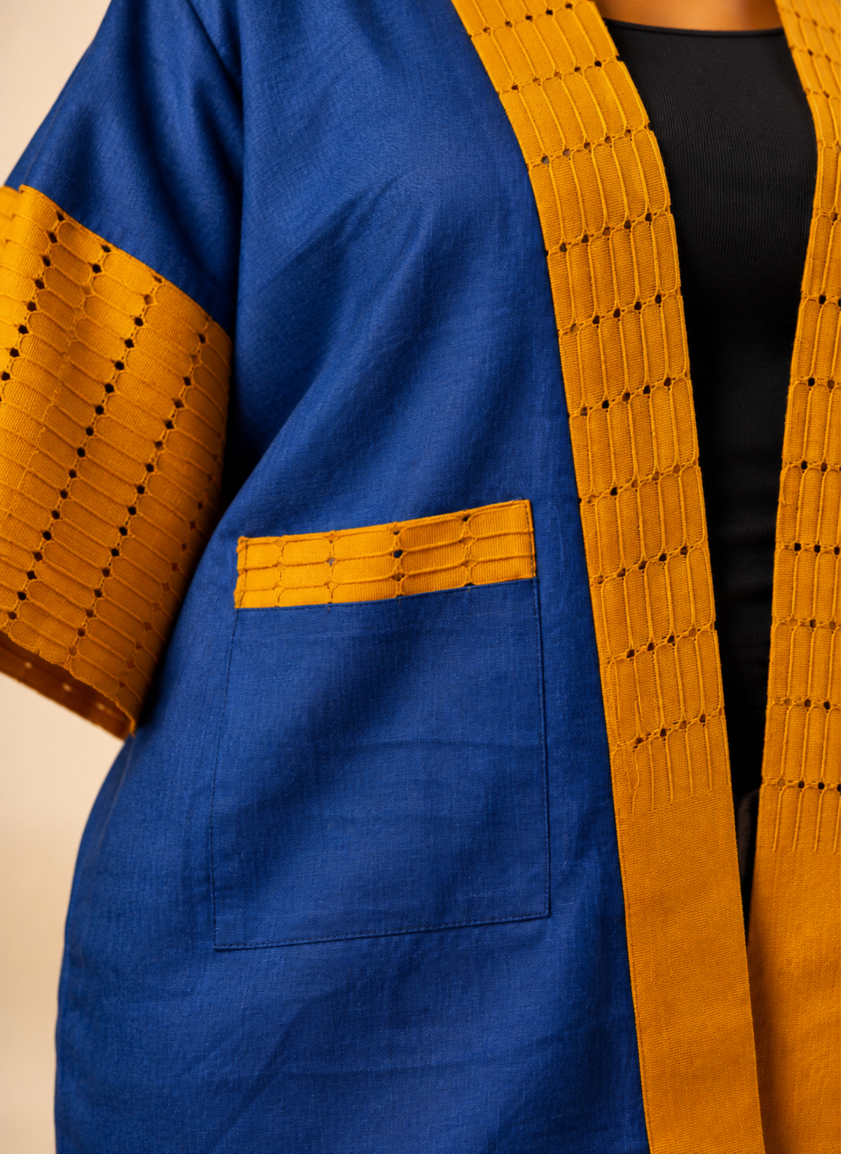 Titi Denim & Silk Aso Oke Luxury Kimono