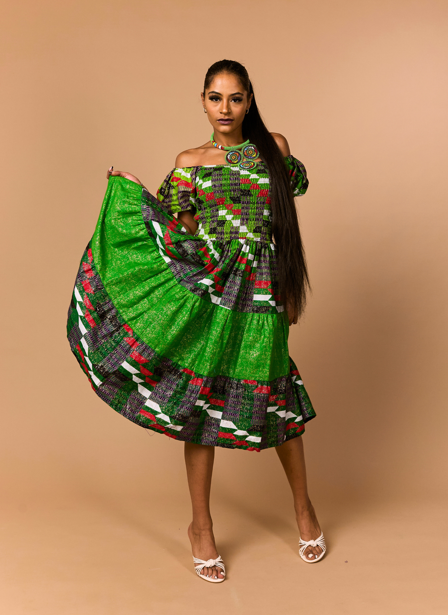 Nneka Smocked Midi Dress