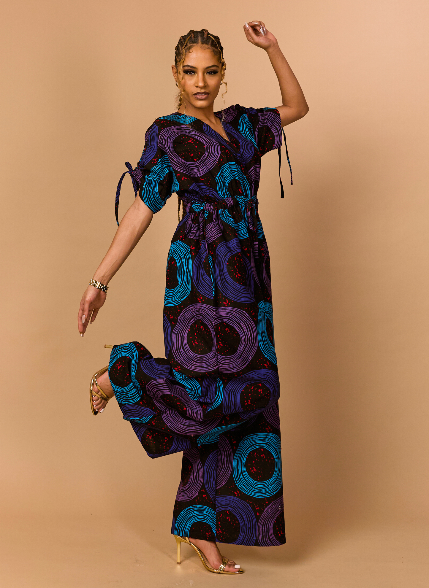 The Amara Ruffle Ankara Jumpsuit