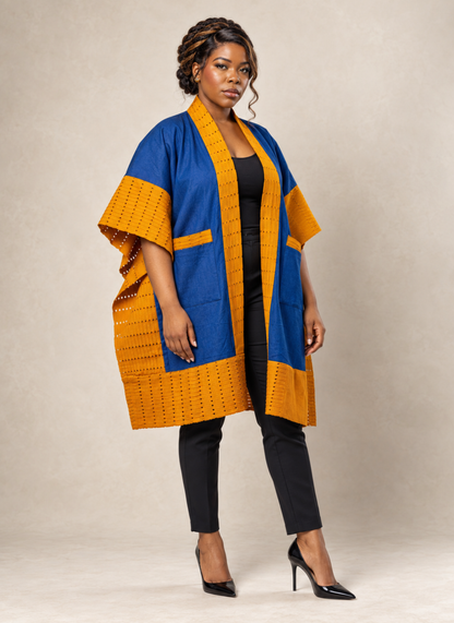 Titi Denim & Silk Aso Oke Luxury Kimono