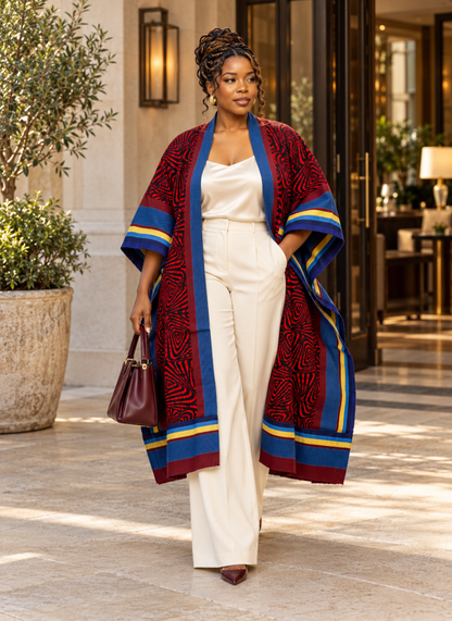 Ola Ankara & Aso Oke Mixed-Media Kimono