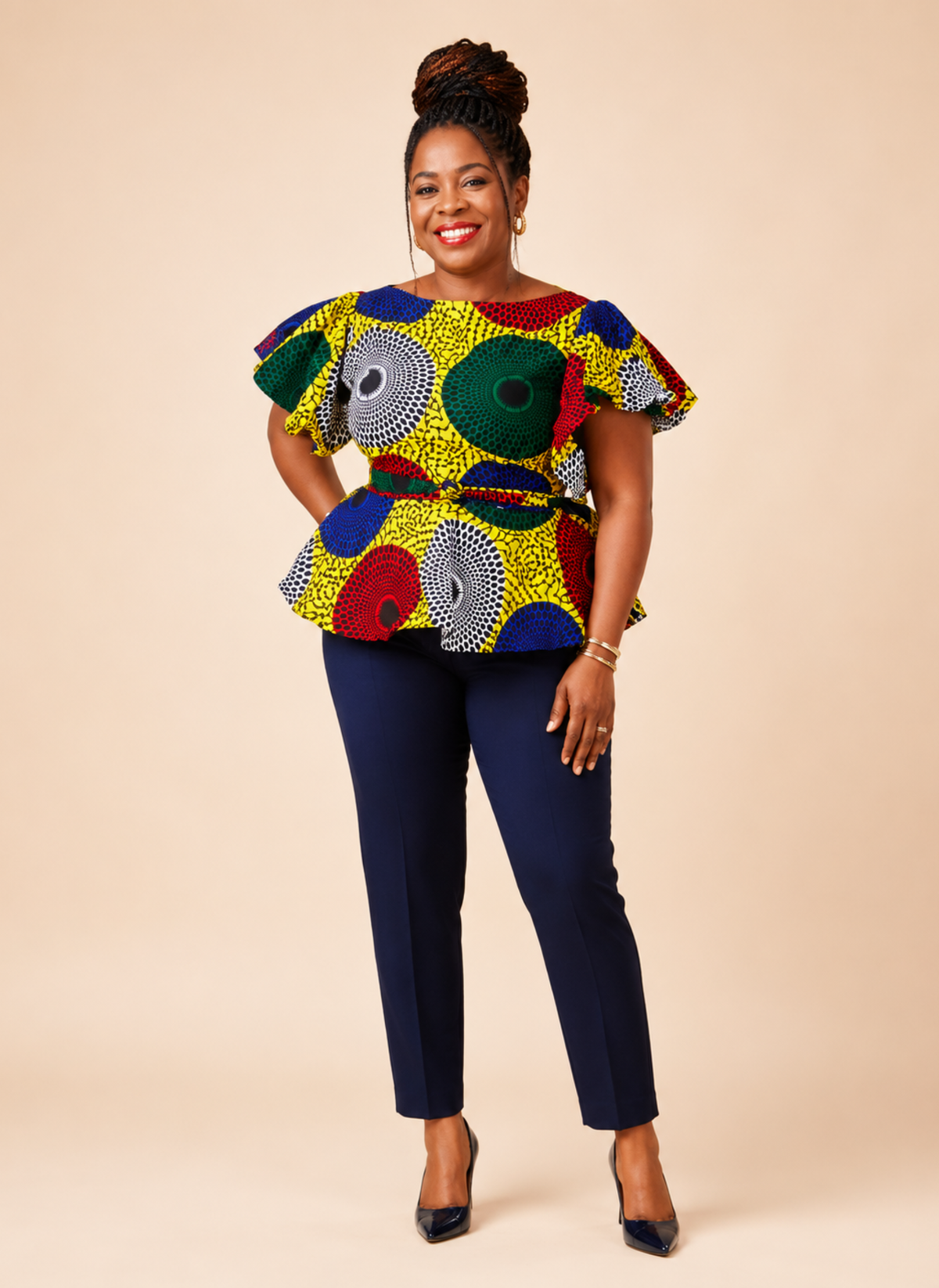 Idowu African Print Peplum Blouse