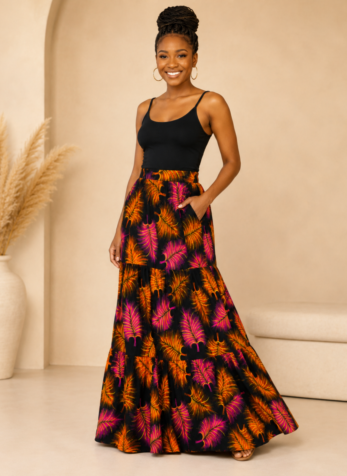 Itua African Print Tiered Skirt
