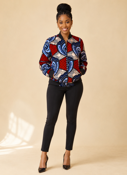 Ngozi African Print Bomber Jacket