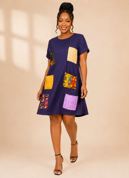 Ede African Print Patch Pocket Dress
