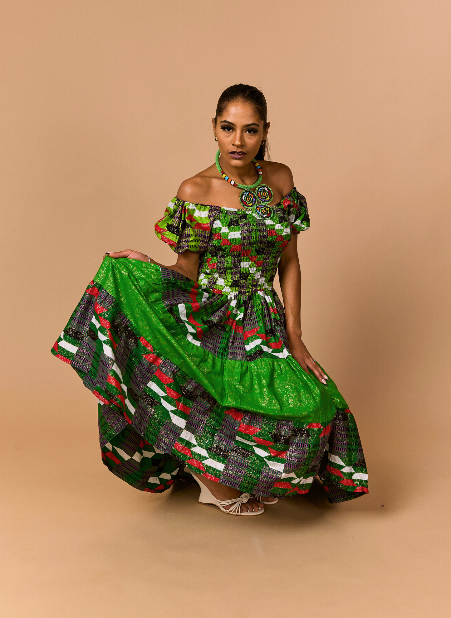 Nneka Smocked Midi Dress