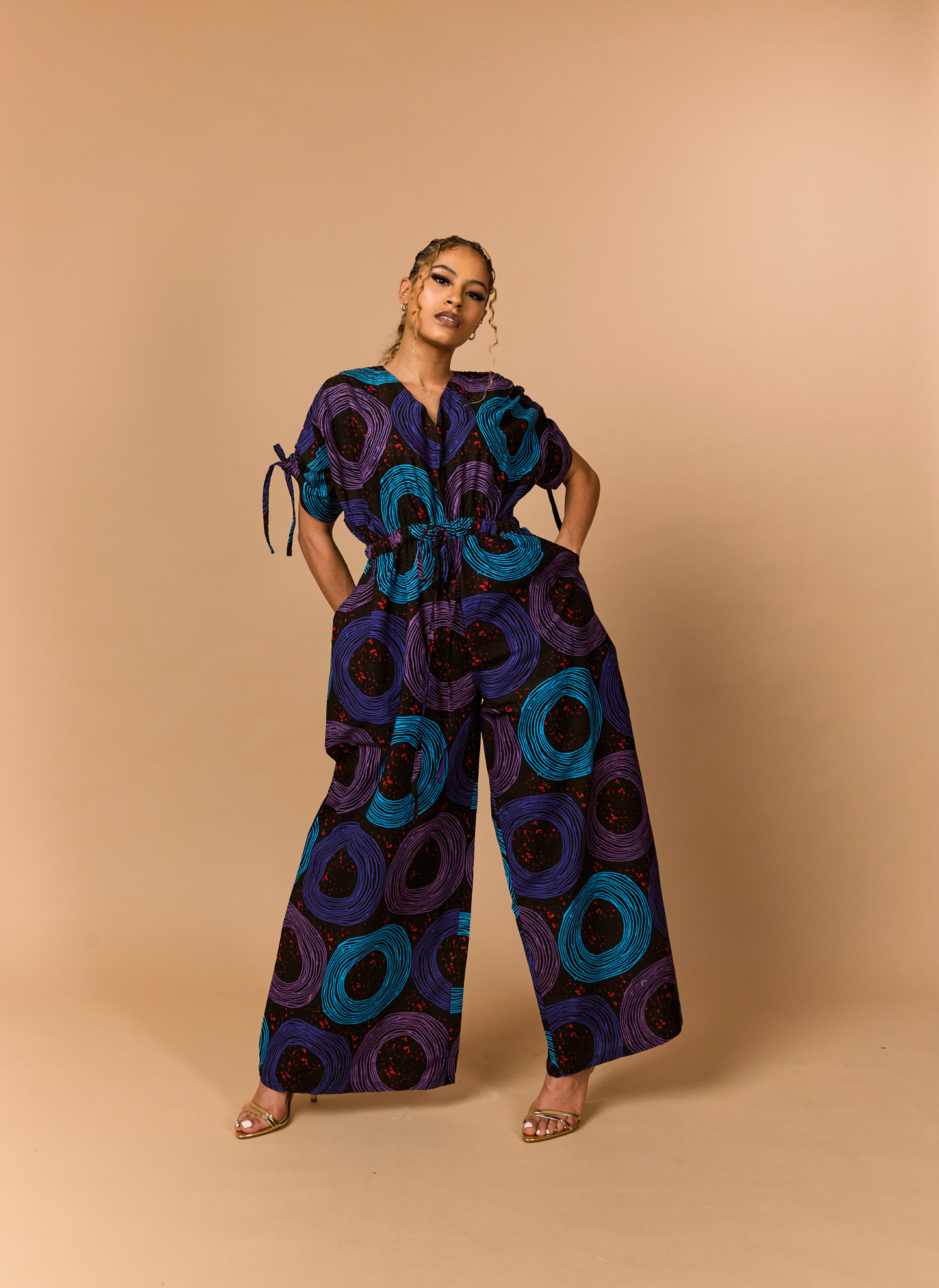 The Amara Ruffle Ankara Jumpsuit