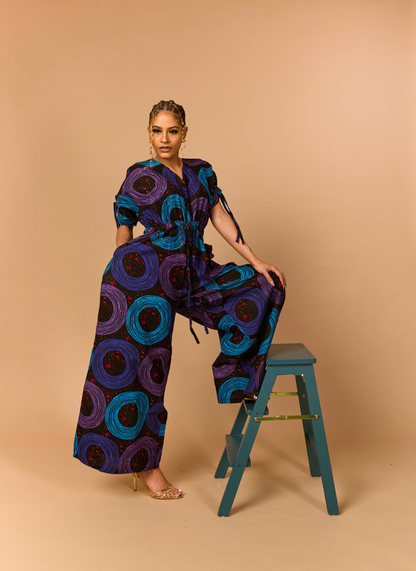 The Amara Ruffle Ankara Jumpsuit