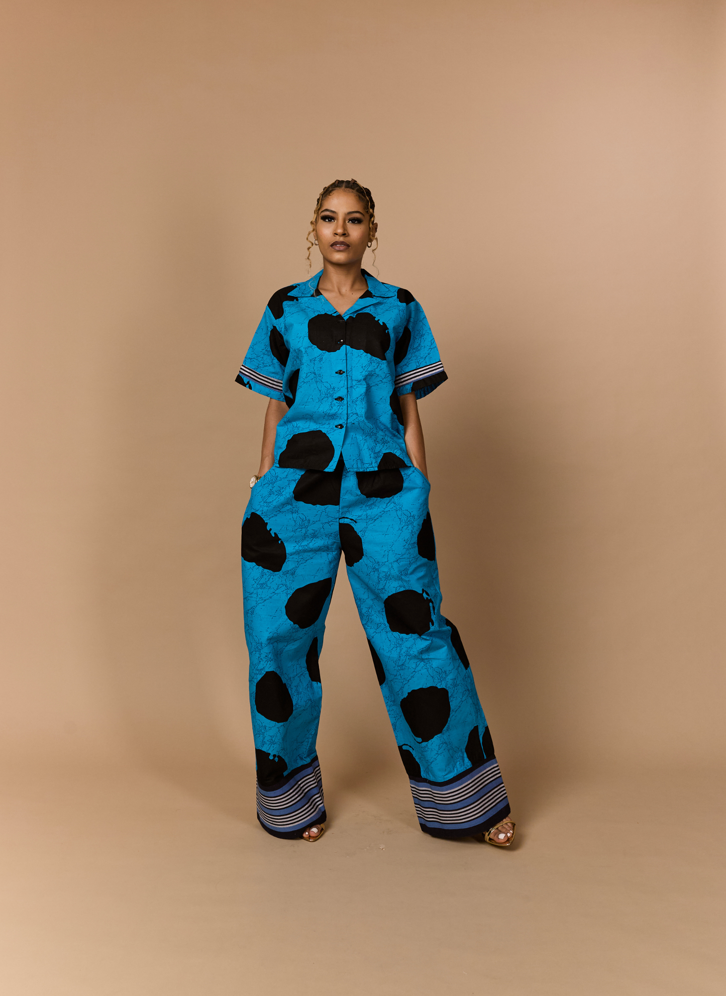 Zuri  Coord Set — Adire Print with Aso Oke Trim