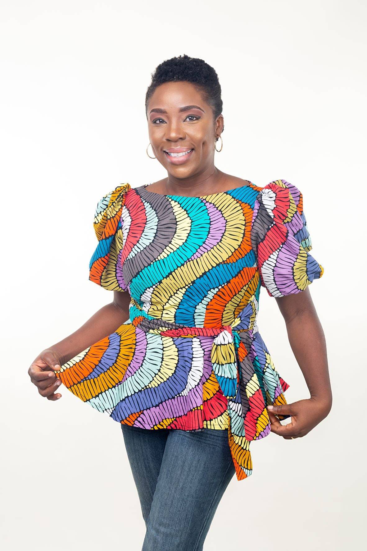 African Print Oby Peplum Blouse - Edowayes