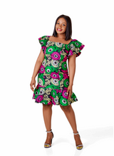 African Print midi dress, Off shoulder dress, Wax cotton dress,