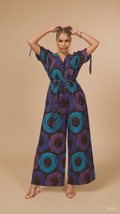 The Amara Ruffle Ankara Jumpsuit
