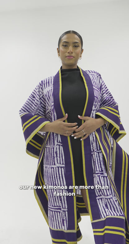 Tolu Adire & Aso Oke Mixed-Media Kimono