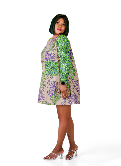 Ankara A-line dress, comfortable dress, durable cotton, breathable, relaxed shape,