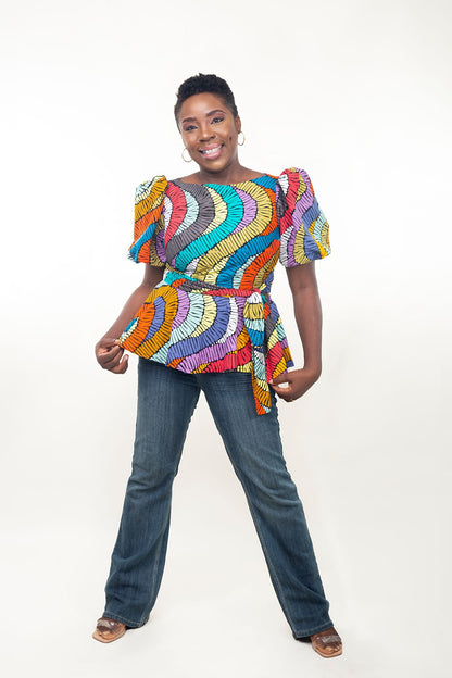 African Print Oby Peplum Blouse - Edowayes